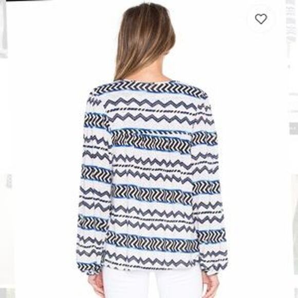 Misa Los Angeles Althea Blue Zig Zag Top - Size XS - Picture 3 of 10
